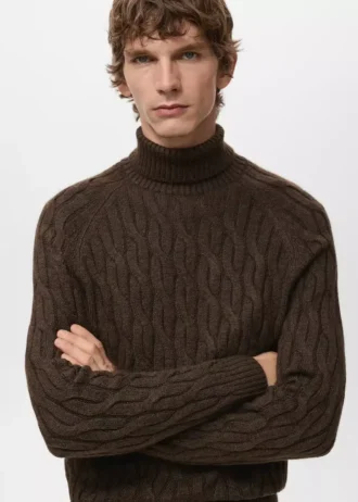 Zopfmuster-Rollkragenpullover