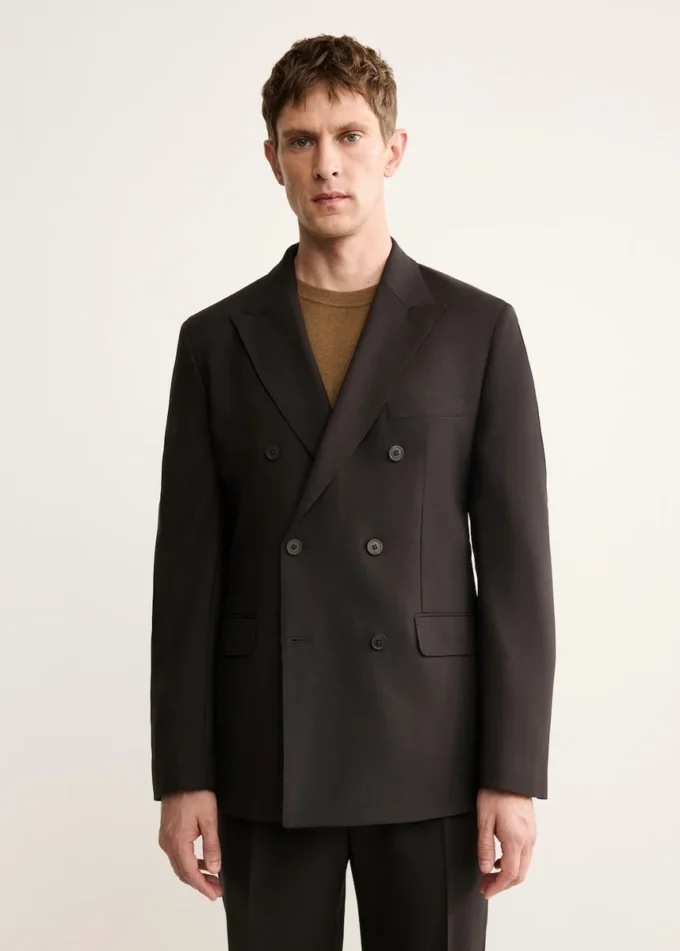 Zweireihige Anzugjacke aus 100 % italienischer Wolle Zweireihige Anzugjacke aus 100 % italienischer Wolle