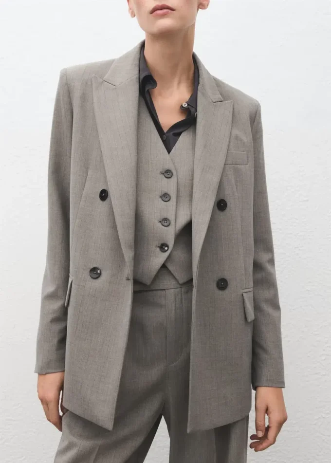 Zweireihiger Blazer aus Wollmischung
